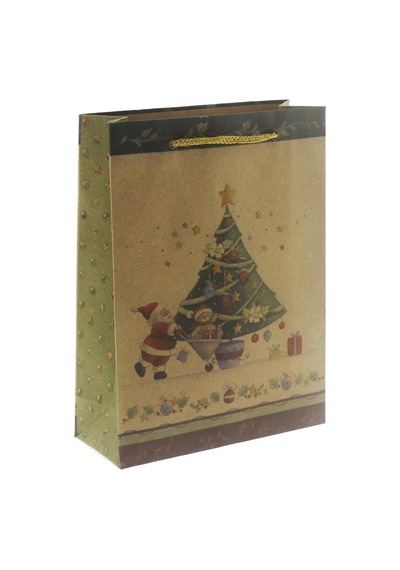 6 Adet 15X20Cm Kraft Karton Çanta Çam Ağaçlı