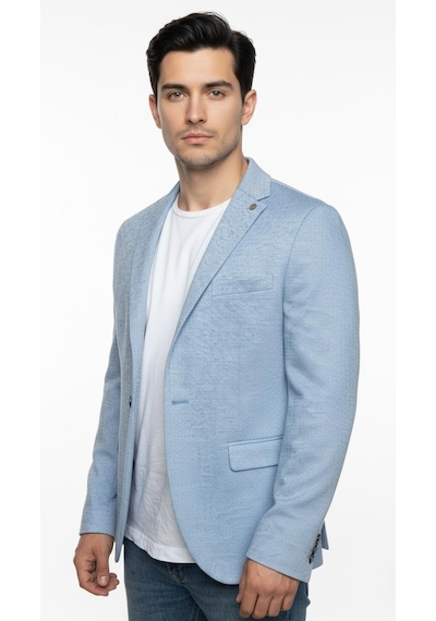 Plus Scorpion Erkek Karyağdı Desenli Slim Fit Blazer Ceket Mavi & Gri Şık Günlük Ve Ofis Kombin Color 5