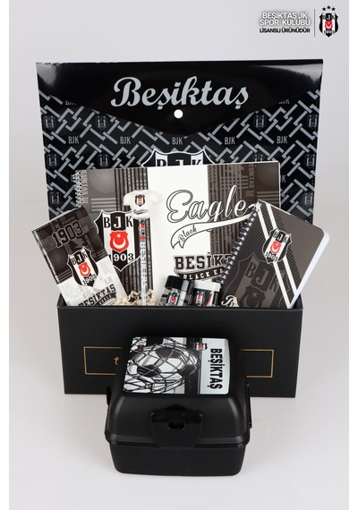 Dekomus Özel Kutulu Lisanslı Beşiktaş Beslenme Kabı Ve Kırtasiye Seti Altın