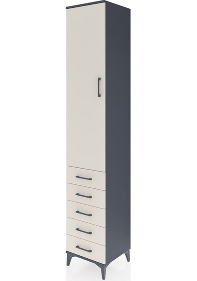 Hyperion Dolap 2 Raflı 5 Çekmeceli Tek Askılı 44x44x243 Antra... Antrasit