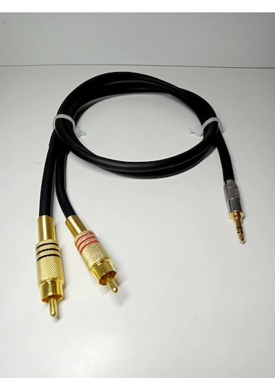 Aux Rca Kablo - %100 Bakır 6mm Kablodan Bir Tarafı Aux Diğer Tarafı Rca Kablo - 1 Metre
