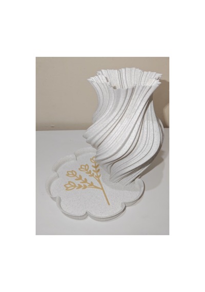 3dbaskı Spiral Tasarımlı Bioplastik Vazo & Dekoratif Tepsi Seti Modern Ev Aksesuarı Çiçekler Dahil Değildir Beyaz