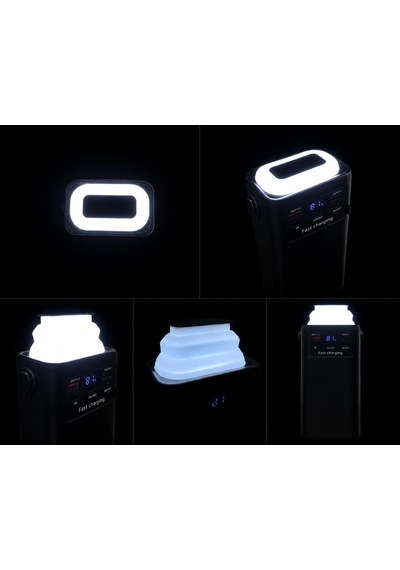40.000mah Akıllı Hızlı Şarj Powerbank Taşınabilir Güç Kaynağı Fenerli 3 Modludijital Göstergeli 2 Çıkış 2 Giriş Taşınabilir Kollu Type-c-micro Usb-lightning-usb-a Kablolu siyah