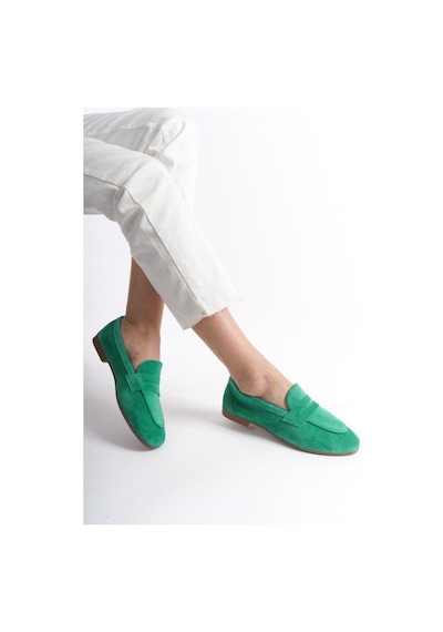Mubiano Hakiki Deri Collection Kadın Süet Loafer & Babet Yeşil -mcmng2103-y Yeşil