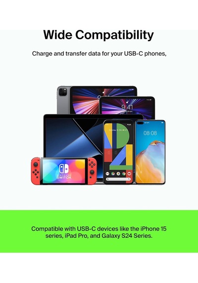 Usb-c - Usb-c Kablosu 1m/3.3ft , İphone 15, İphone 15 Pro, İphone 15 Pro Max, İphone 15 Plus, Galaxy S23, S22, Not, Piksel, İpad Pro, Usb-c Kablosu İçin Usb-c Hızlı Şarj Kablosu - Beyaz 2'li