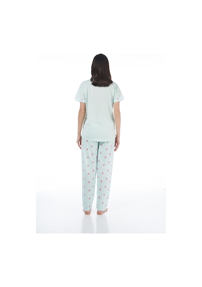 Estiva 22123 Kadın Kalp Desenli Kısa Kollu Viskon Pijama Takımı 001