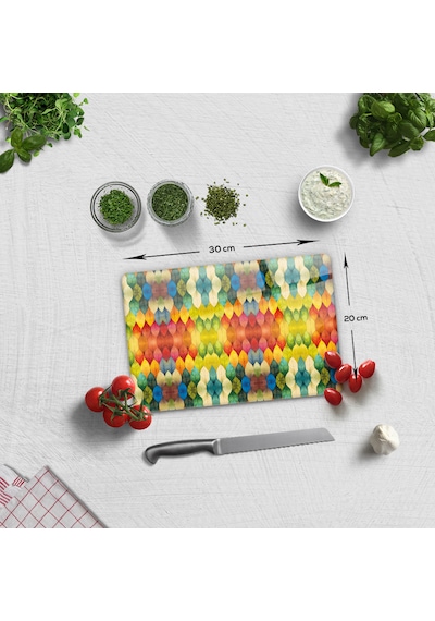 Cam Kesme Tahtası -cam Kesme Tablası Renk Cümbüşü 20cm X 30cm