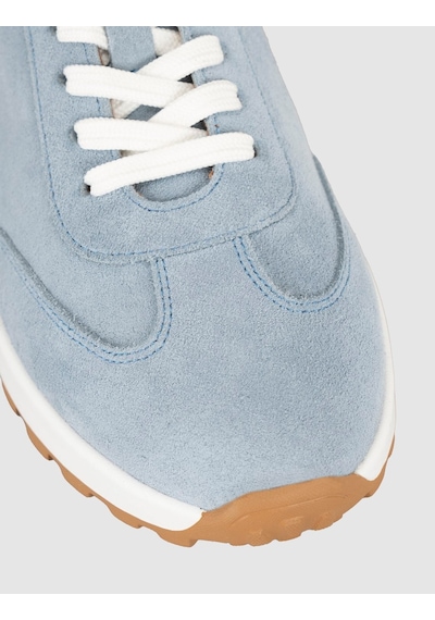 Buz Mavisi Süet Hakiki Deri Kadın Sneaker Ayakkabı Mavi