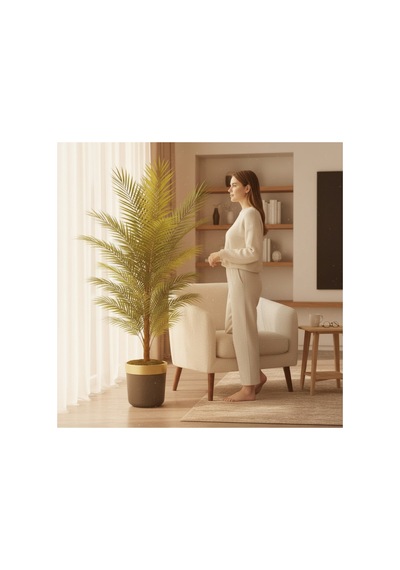 180 Cm Yapay Areka Siyah Gold 30x30 Dekoratif Ağaç