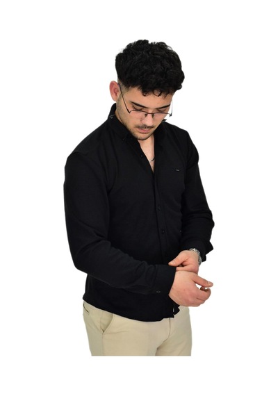 Erkek Likralı Spor Silim Fit Gömlek Bgl-st04333 Siyah Erkek Likralı Spor Silim Fit Gömlek Bgl-st04333 Siyah