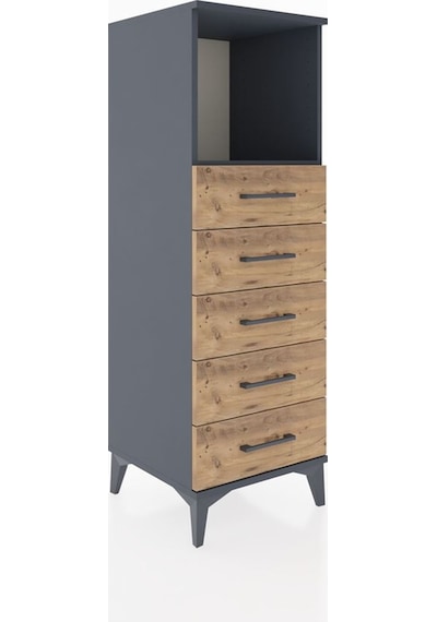 Hyperion Dolap Tek Raflı 5 Çekmeceli 44x44x134 Antrasit-çam Antrasit