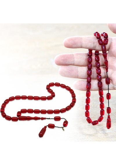 Tesbihname Katalin Tesbih - Sistemli - Usta İşçilikli - Özel Kutulu - Kırmızı Renk - Kapsül Kesim 99571826