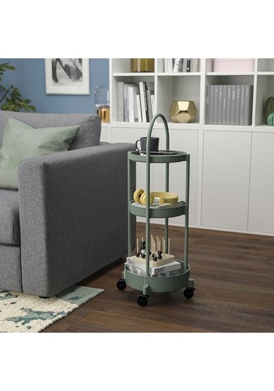 Ikea Juttersbo Servis Arabası, Gri-yeşil, 36x36 Cm