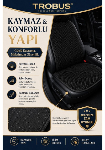 Hyundai Elantra 2016-2020 Üniversal Örme 3 Parça Minder Terletmez Kaymaz Taban Siyah