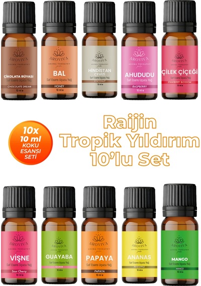 Raijin Tropik Yıldırım 10'lu Set Oda Kokusu Esansı 10x10ml Karışık