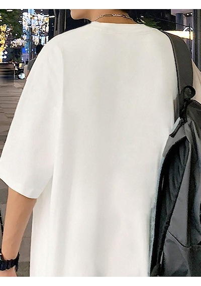 Unisex Beyaz Oversize Super Polite Bear Baskılı Örme T-shirt Beyaz