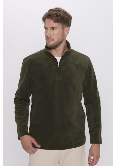 Tudors Erkek Standart Fit Rahat Kesim Tüylenme Yapmayan Soğuk Geçirmez Haki Dik Yaka Polar Sweatshirt-31982-haki Haki