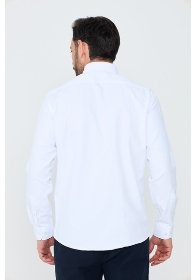 White Stone Beyaz Mikro Desenli Dynamic Fit Uzun Kollu Erkek Gömlek Beyaz-03