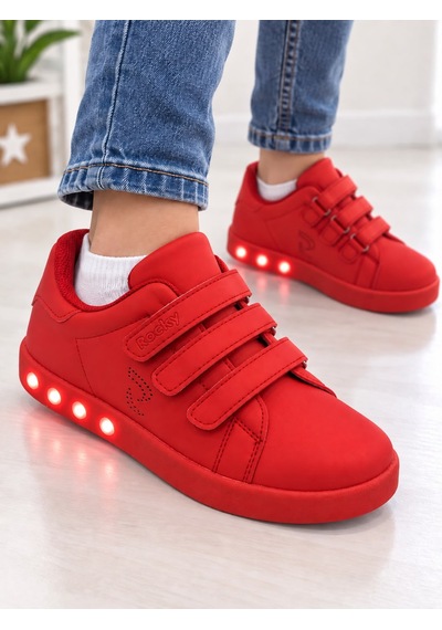 Papucumun Dünyası Çocuk Erkek/kız 3 Cırtlı Kolay Giyilir Ortopedik Işıklı Sneaker Tam Kalıp Kırmızı Papucumun Dünyası Çocuk Erkek/kız 3 Cırtlı Kolay Giyilir Ortopedik Işıklı Sneaker Tam Kalıp Kırmızı