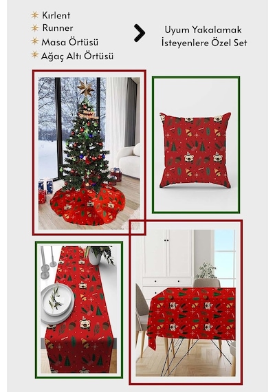 Yeniyıl Dekoratif Gizli Fermuar Çift Taraflı Yılbaşı Kırlent Yastık Kılıfı 43x43cm Krl1040 Diğer