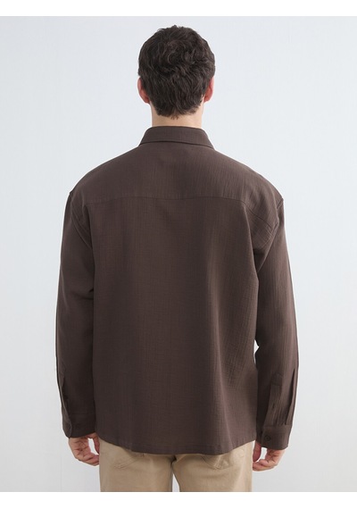Lcw Vision Kahverengi Regular Fit Dokulu Erkek Gömlek