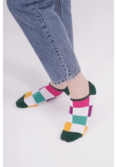 The Socks Company 163p 3 Çift Desenli Kadın Görünmez Çorap Çok Renkli
