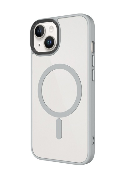 Apple Uyumlu iPhone 14 Plus Kılıf Mat Arka Yüzey Wireless Şarj Özellikli Mkst Flet M-safe Kapak - Gri Gri