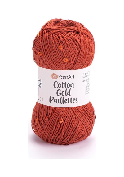 Yarnart Cotton Gold Paıllettes - Örgü İpi Kiremit-7117 Genel
