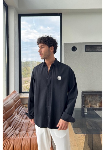 Flaw Oxford Oversize Gömlek Siyah-28030 Siyah