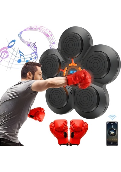 Mdhl Qb-01 Akıllı Müzikli Boks Makinesi Bluetooth Bağlantılı, Led Işıklı, Duvara Monte Antrenman Hedefi