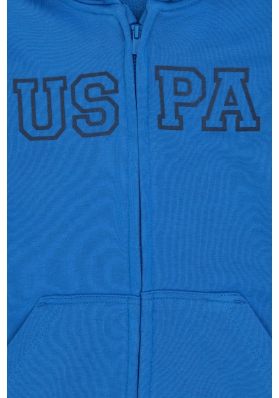 U.S. Polo Assn. Erkek Çocuk Fermuarlı Kapüşonlu Basic Kobalt Sweatshirt 50293472-VR077