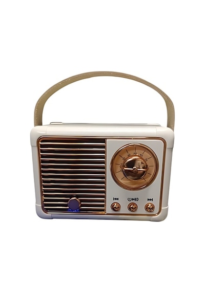 Nostaljik Retro Radyo Bluetooth Bağlantılı Hoparlör - Beyaz- Tek Ebat
