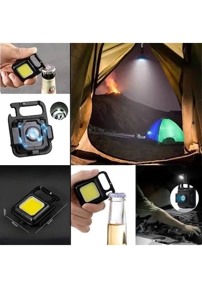 Anahtarlıklı, Açacaklı,güçlü Mıknatıslı 3 Farklı Led Modlu Mini Boy Asılabilen Led Kamp Aydınlatması,el Feneri