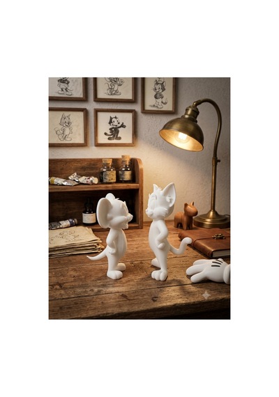 3d Tom Ve Jerry Figür 2 Li Boyama Seti - Kendin Boya Hobi Ve Etkinlik Seti - Akrilik Boya + 4 Fırça
