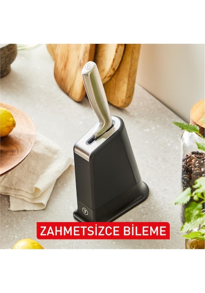 Tefal Eversharp Entegre Bileyici Standlı Şef Bıçağı - 16,5 Cm Siyah