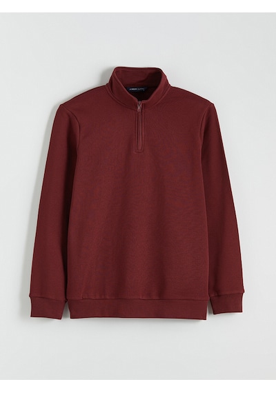 Lcwaıkıkı Classic Bordo Dik Yaka Uzun Kollu Erkek Kalın Sweatshirt