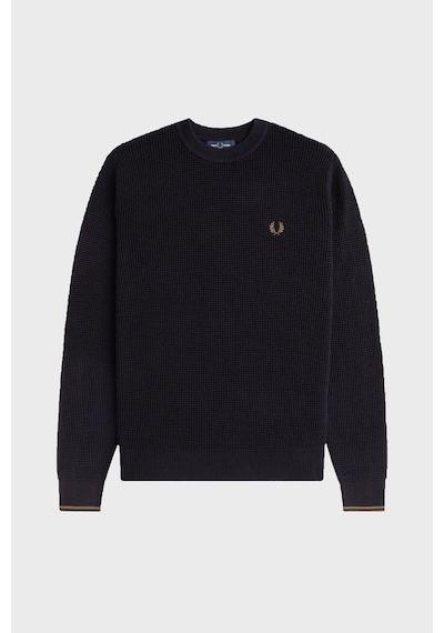 Fred Perry K6507 Waffle Stitch Jumper Erkek Kazak Siyah