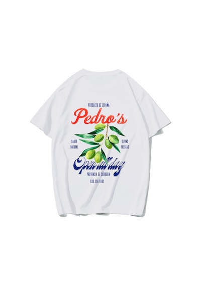 Brz Collectıon Brz Collection Unisex Oversize Pedro's Olive Vintage Spanish Olive T-shirt Beyaz