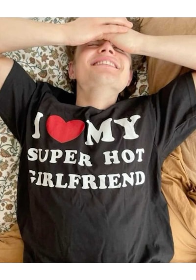 Kalic Studio I Love My Super Hot Gırlfrıend Oversize T-shirt Çok Renkli