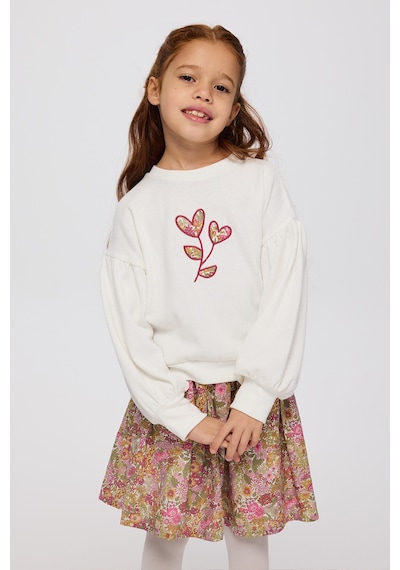 Panço Liberty Kumaş Nakışlı Kız Çocuk Sweatshirt Krem 5621GK08001