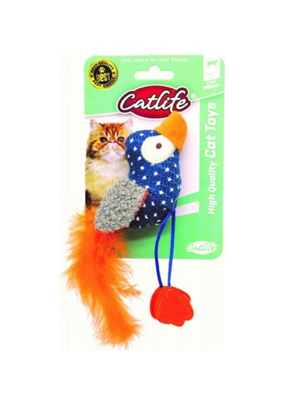 Catlife Kedi Oyuncağı Peluş Kuş Tüylü Kuyruklu Puantiyeli Sevimli Kuş 203090