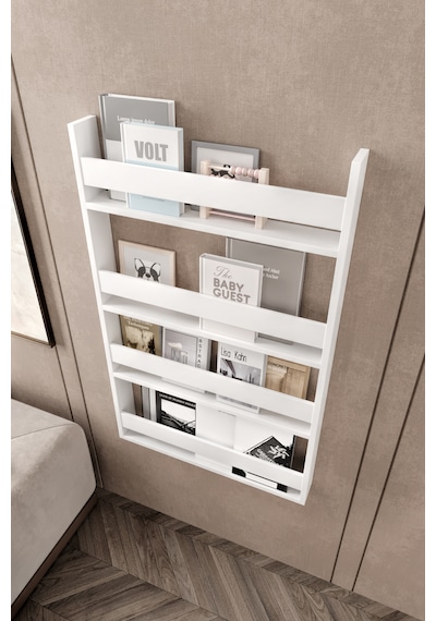Afilli Montessori Çocuk Odası Kitaplığı Mdf Kitaplık 10x74x120 Cm Beyaz