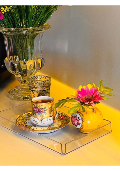 Makri Home 2'li Kristal Şeffaf Sunum Tepsisi 225 X 145 X 20 Mm Beyaz
