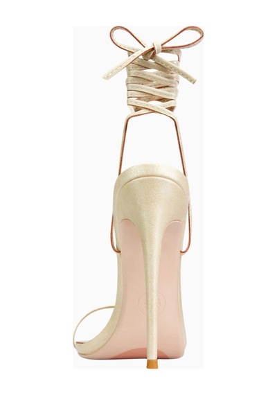 Femme La Soleil Vegan Süet, 120mm Bilekten Bağlı Ince Topuklu Sandalet Bej
