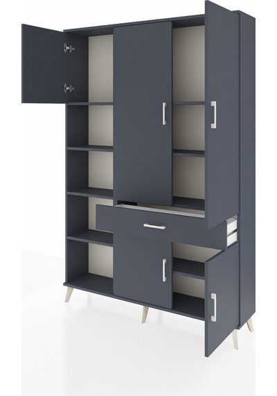 Arges Dolap 8 Raflı Tek Çekmeceli 5 Kapaklı 132x30x195 Antrasit-antrasit/antrasit Antrasıt/antrasıt Arges Dolap 8 Raflı Tek Çekmeceli 5 Kapaklı 132x30x195 Antrasit-antrasit/antrasit Antrasıt/antrasıt