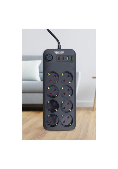 Ofis Gereçleri Teknolojik Aletler Masaüstü Düzen Uzatma 4 Usb Portlu Iq Akıllı Şarj 8 Prizli Uzatma 2
