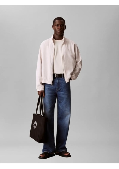 Calvin Klein Ls Lınen Harrıngton, Gna, M Krem Erkek Ceket
