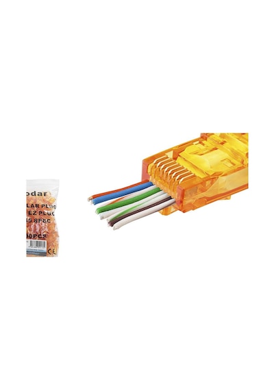 Cat6 Ez Rj45 Konnektör - 100 Adet Turuncu / Ekonomik Poşet Paket Nd2413 Evimdeyokyok