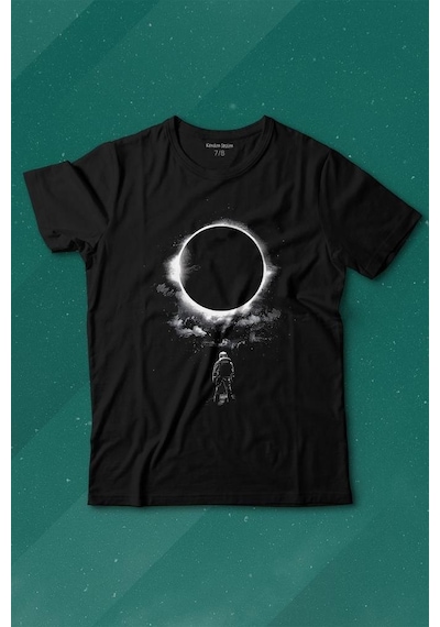 Kendim Seçtim Ay Üzerinde Kara Delik Dünyaya Abkan Astronot Cosmos Baskılı Tişört Çocuk T-shirt 001