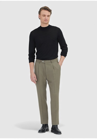 Ramsey Vizon Dokuma Regular Fit Casual Yün Karışımlı Pantolon